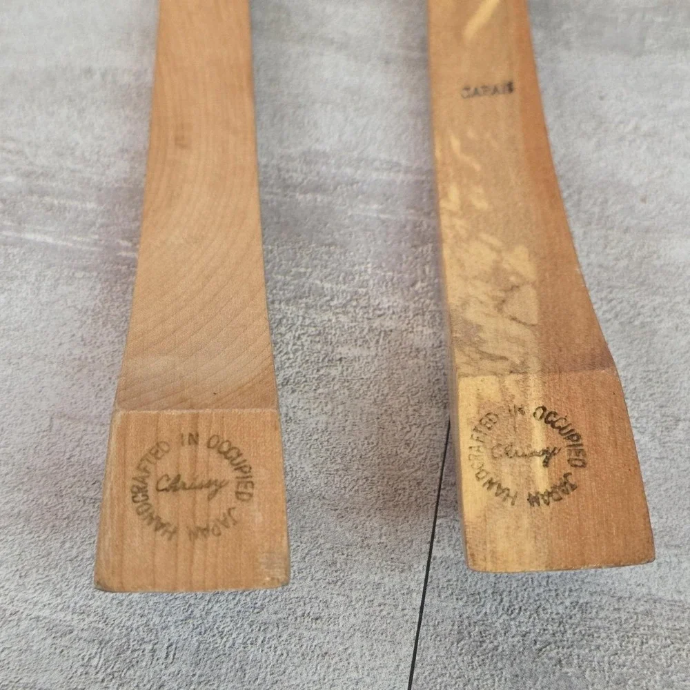 Vintage Primitive Wooden Salad Spoon Fork Set Marked  Made in Occupied Japan MCM